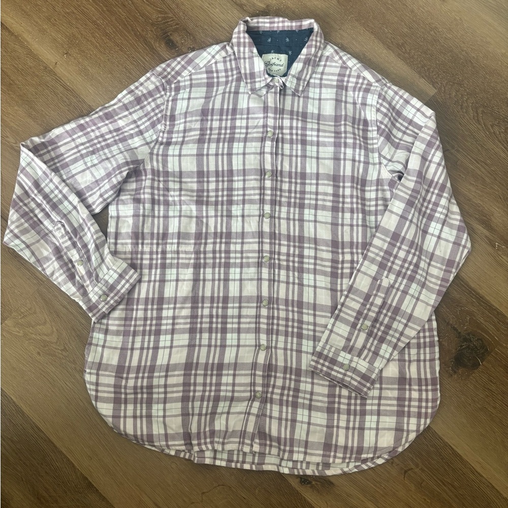 Women’s Long Sleeve Lavender Plaid Button-Up Shirt